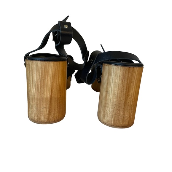 Steve Madden Masha Wood Block‎ Platform Heel Leather Ankle Strap Sandal Size 10 - Picture 5 of 7